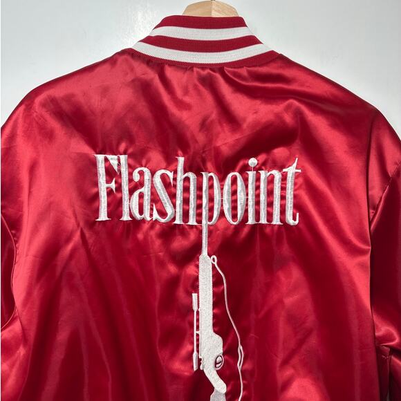 Swingster Vintage Winston Flashpoint Satin Bomber Jacket Embroidered Red USA - Picture 6 of 13